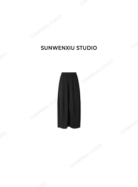swx studio 花鼓裙 高品质极简黑色百搭显瘦松紧腰半身裙434A