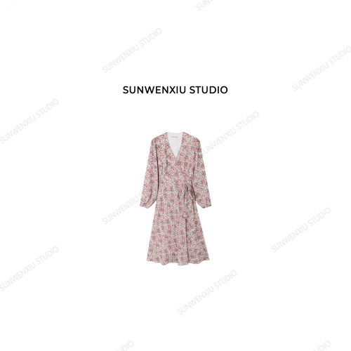 孙文秀studio 盛夏花季 韩系碎花氛围感系带长款连衣裙482B