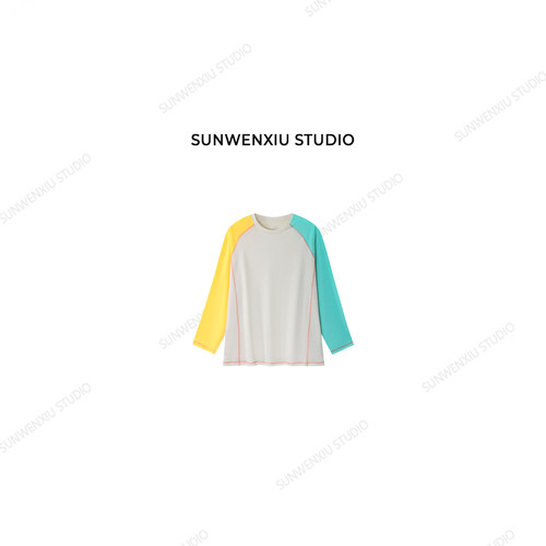 swx studio 海盐柠檬 插肩袖撞色专机明线设计感长袖防晒T529A