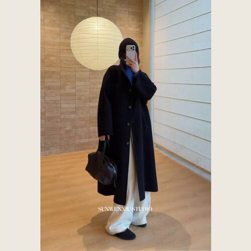 swx studio 主角大衣 全手工羊毛设计师款长款气场双面呢大衣728B