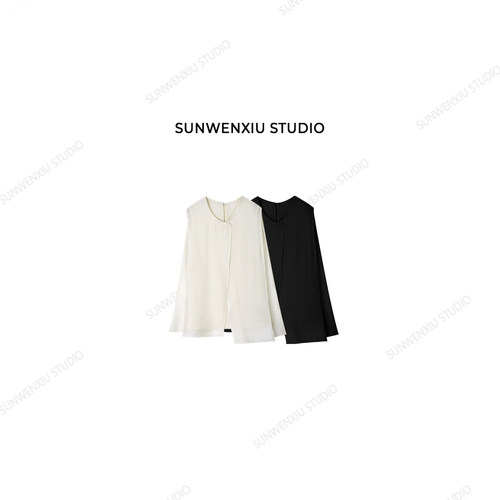 swx studio 追风少女 醋酸天丝灵动不规则精致感夏季无袖小衫538B