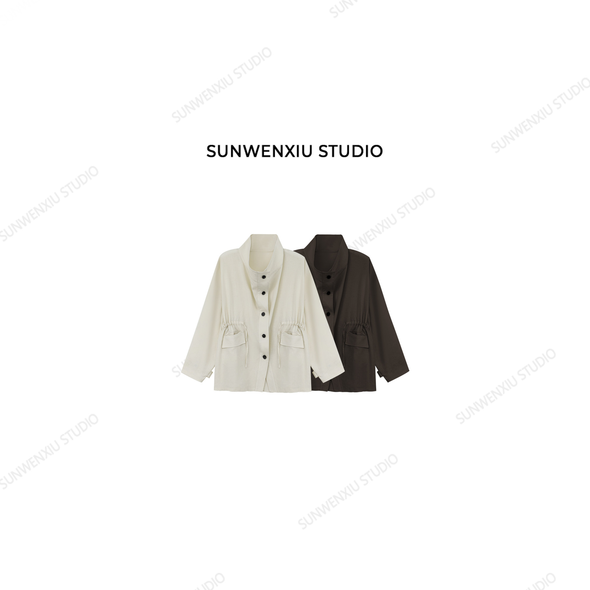 swx studio 港风腔调 天丝亚麻敞开式气质春夏防晒风衣外套319A