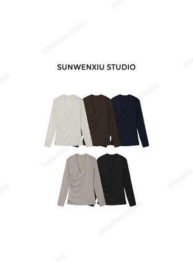 swx studio 呼吸感 天丝羊毛通勤V领简约气质打底7270A