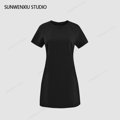swx studio D家小黑裙收腰设计感裙子显瘦修身短裙连衣裙百搭款