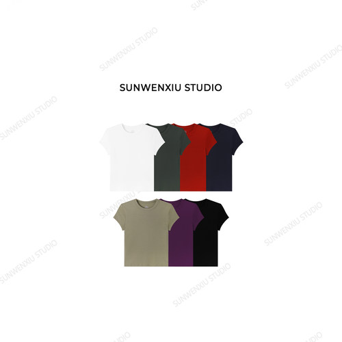 swx studio 高弹小t 夏日百搭修身款简约基础多色T恤短袖263A