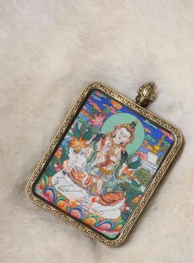 热贡纯手绘微唐彩唐普贤