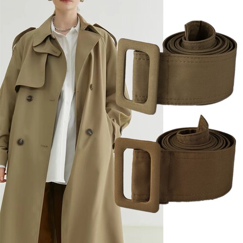 风衣腰带女蝴蝶结布包裹五金休闲