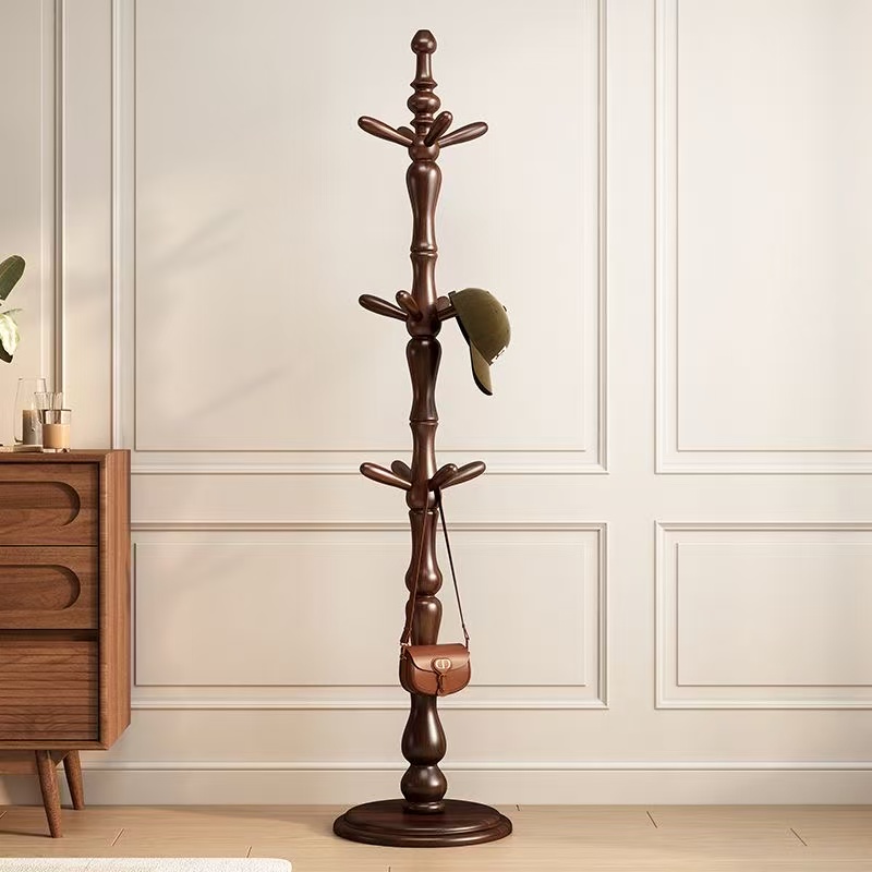 中古风实木挂衣架落地卧室衣帽架