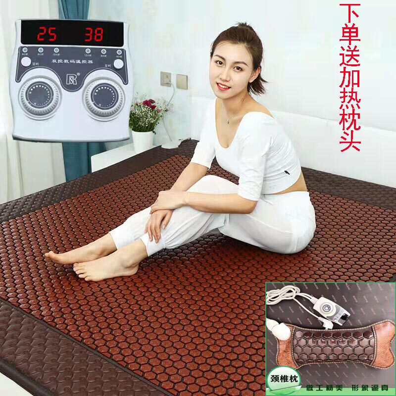 麦饭石托玛琳锗石电加热磁疗远红外单人床垫美容汗蒸理疗同款石材