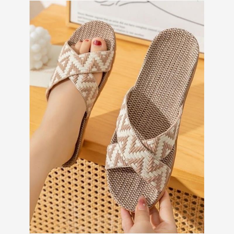 亚麻拖鞋编织草鞋女纯日