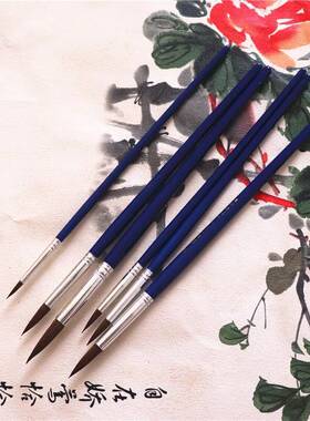 厂家批发精品画材尖圆头狼毫水彩单支套装水粉丙烯油画笔考试专用