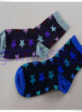 Rime韵魅专柜正品秋冬绢丝五角星提花女袜子短袜舒适棉袜1N33302