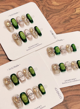 纯手工穿戴甲2026新款高级感短款美甲贴片假指甲可拆卸显白新年