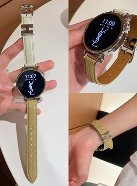 金属扣荔枝纹皮拼色表带适用华为GT6GT5表带watch3pro苹果手表s11