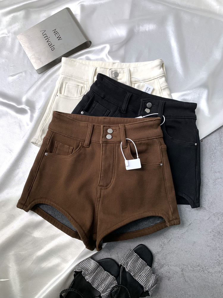 阔腿裤短裤两粒扣设计高腰百搭