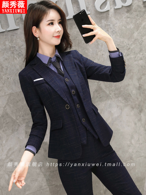 秋冬新款职业装西装套装女时尚英伦风工作服气质西服商务面试正装