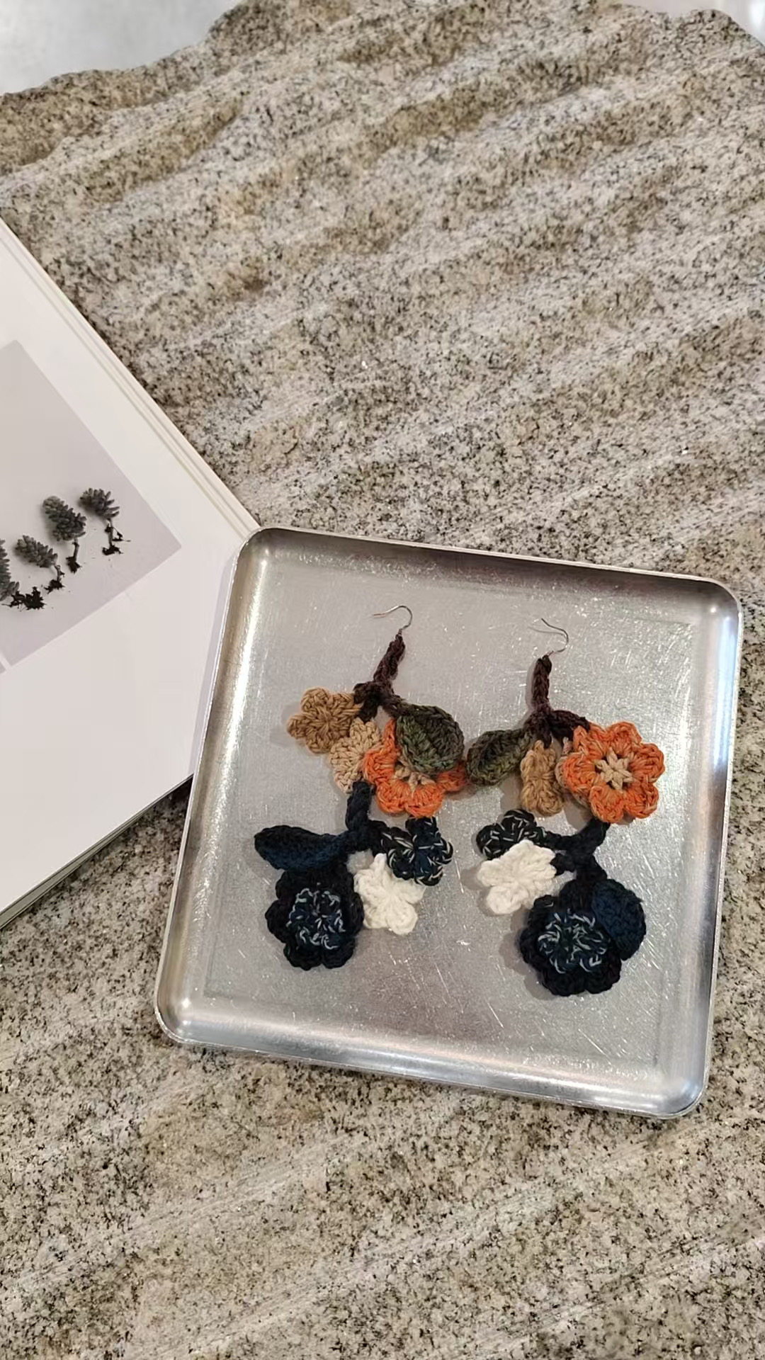 日系纯手工钩针复古毛线植物森系小众耳环耳饰,服饰配件/皮带/帽子/围巾,DIY编织材料包,淘宝优惠券,粉丝福利购,淘宝优惠卷