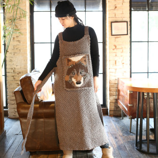 狼殿下 设计感不规则宽松羊毛线春秋绑带肚兜连衣裙子