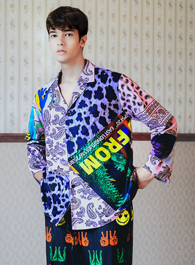 埃森费姆男士睡衣秋冬鳄鱼佩滋利印花时尚个性家居服高级礼盒套装