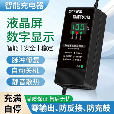 数显自动断电电动车电瓶车充电器48V60V72V20AH两轮三轮电车通用