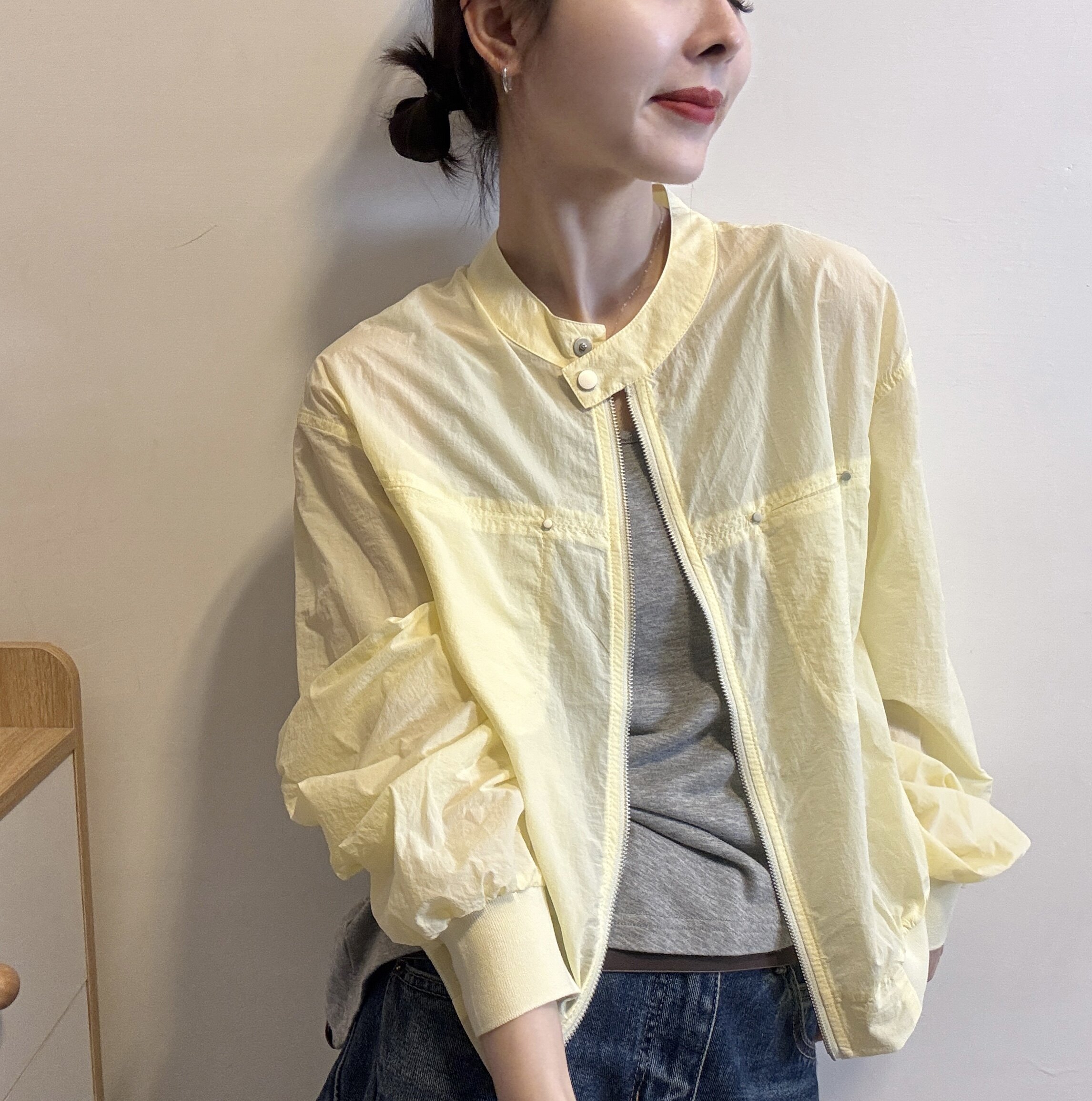 欧洲站2026夏季新款机车圆领侧扣拉链薄款休闲防晒衣夹克短外套女