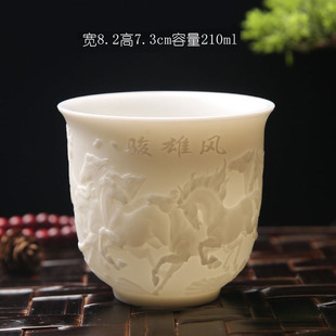 和声 四季 羊脂玉品茗杯功夫茶杯心经百福主人杯陶瓷杯单杯茶碗
