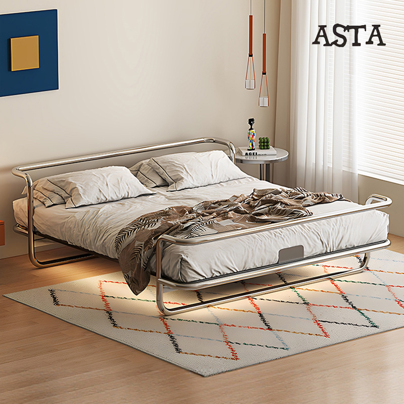 ASTA设计师不锈钢床铁艺包豪斯