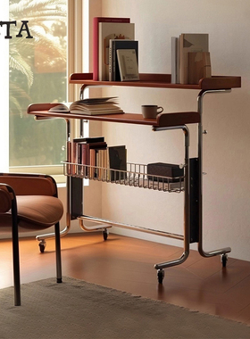 实木复古升降书桌书架一体可移动电脑桌长方形办公写字台办公桌子