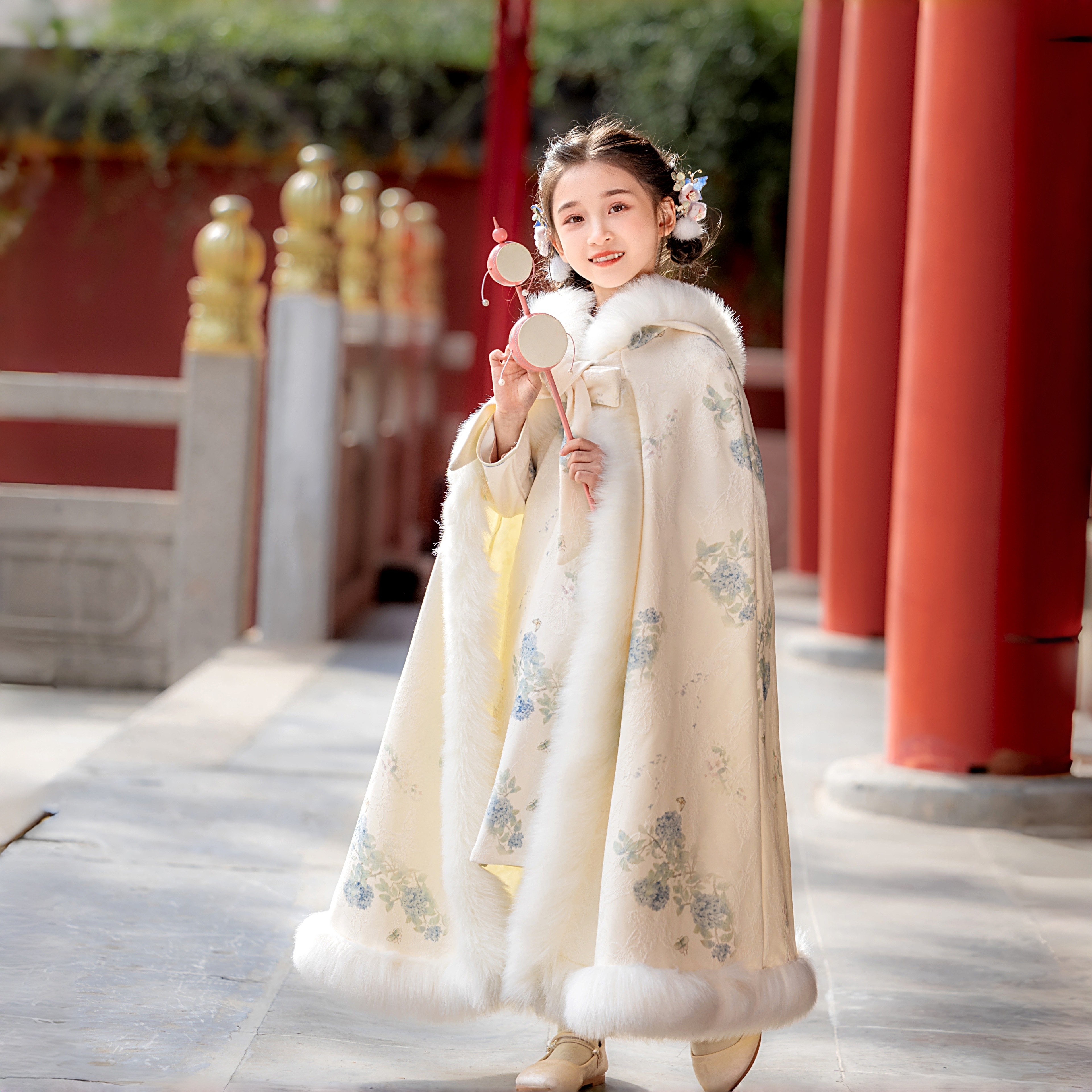 女童披风斗篷国汉服肩长款