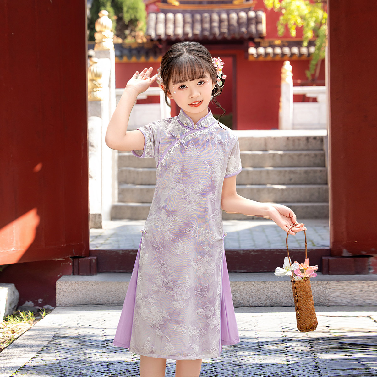 女童旗袍2025新款夏季薄款