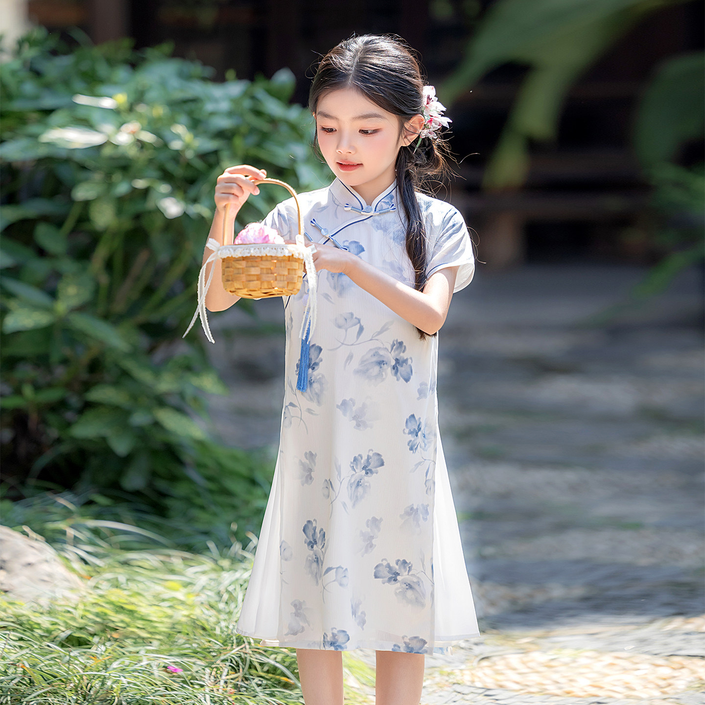 粉色女童中国风旗袍2026新款儿童改良新中式连衣裙薄款女孩演出服