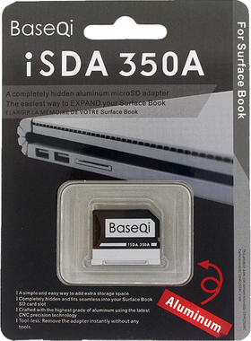 BaseQi微软Surface Book 13/15寸铝制隐藏式读卡器内存扩展SD卡套