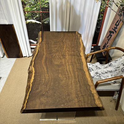 黑檀木大板茶桌侘寂风拙朴冲砂化纤茶台阳台茶桌 现货送保养套餐