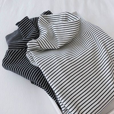 条纹高领长袖T恤女2025秋冬新款