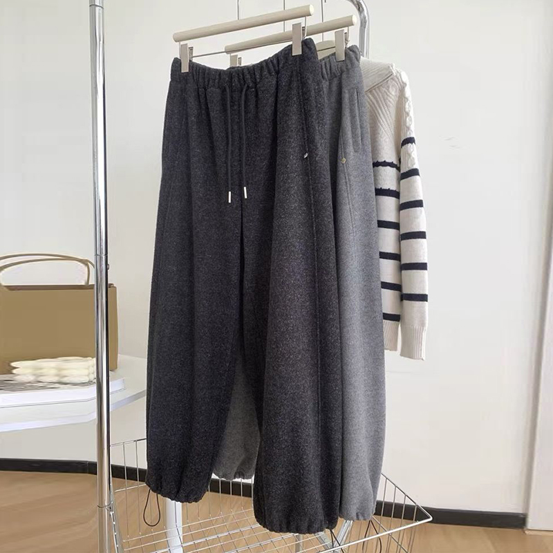 bf原宿风休闲阔腿裤女秋冬季加绒