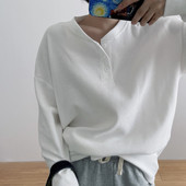 闺蜜装 薄款 潮ins宽松韩系学生内搭打底上衣 T恤女春秋季 华夫格长袖