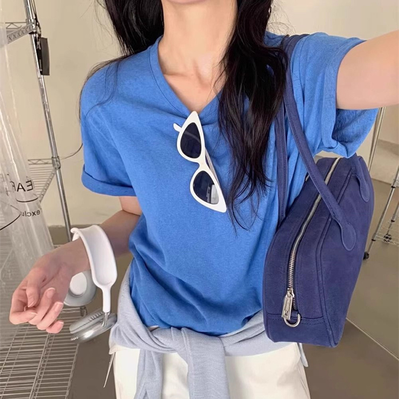 夏季2025新款圆领正肩短袖T恤女