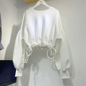 宽松韩版 ins超火短款 卫衣女早春秋薄款 学生百搭上衣收腰纯色外套