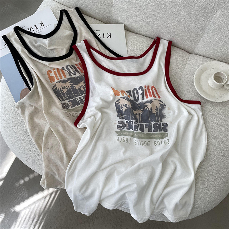 运动背心女夏外穿宽松无袖t恤百搭内搭打底衫运动辣妹吊带上衣潮