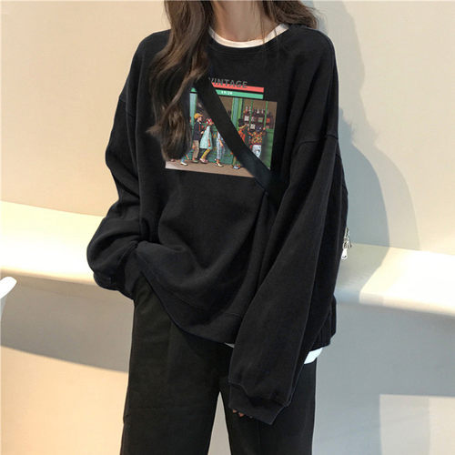 糖果色ins风薄款新款宽松卫衣