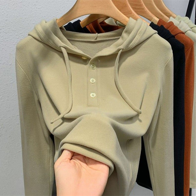 德绒保暖连帽长袖卫衣女秋冬季