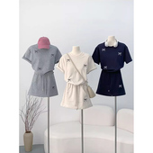 时尚 a字腰半身裙两件套女宽松韩版 T恤短袖 休闲套装 2025夏季 潮 新款