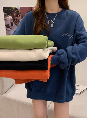 超火cec加绒加厚卫衣女宽松韩版秋冬休闲oversize上衣服外套潮ins