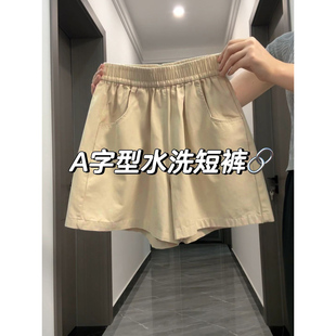 chic港风阔腿工装 女夏季 美式 短裤 韩版 百搭宽松松紧高腰运动休闲裤