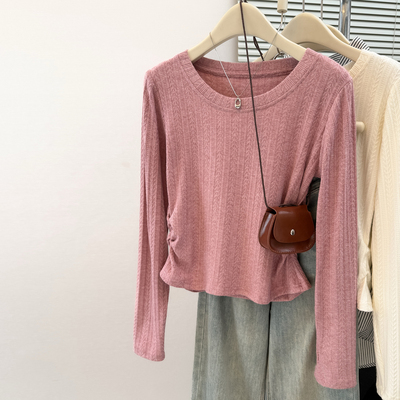 早春秋2025新款纹理感长袖T恤女