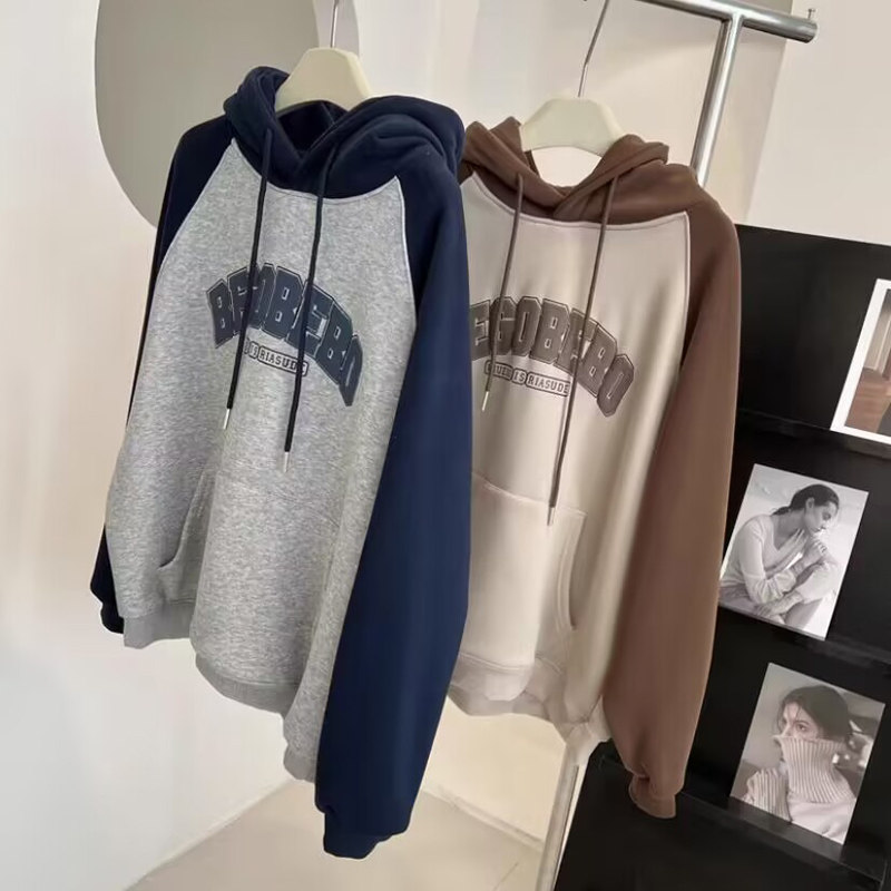 连帽卫衣女春秋薄款宽松韩版撞色插肩长袖情侣装上衣服外套潮ins,女装/女士精品,卫衣/绒衫,淘宝优惠券,粉丝福利购,淘宝优惠卷