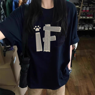 复古纯棉短袖 2025新款 美式 T恤女夏季 内搭外穿上衣 宽松打底衫 韩版