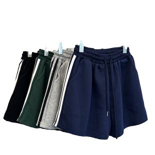 夏季2026新款运动休闲短裤女韩版松紧高腰居家外穿阔腿沙滩热裤潮