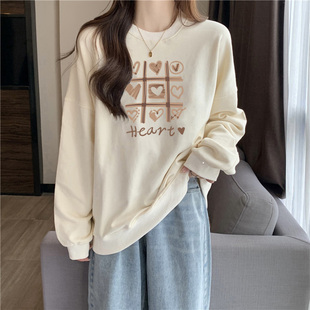 hiphop潮牌无帽加绒加厚卫衣女秋冬季 宽松学生上衣外套 百搭韩版