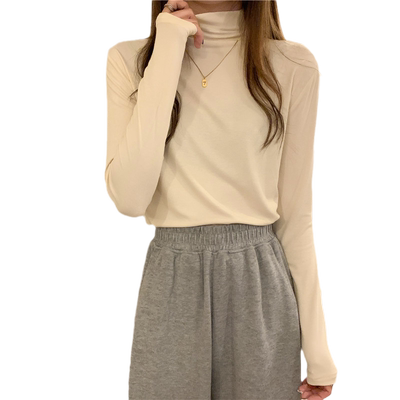 德绒半高领打底衫女春秋冬内搭